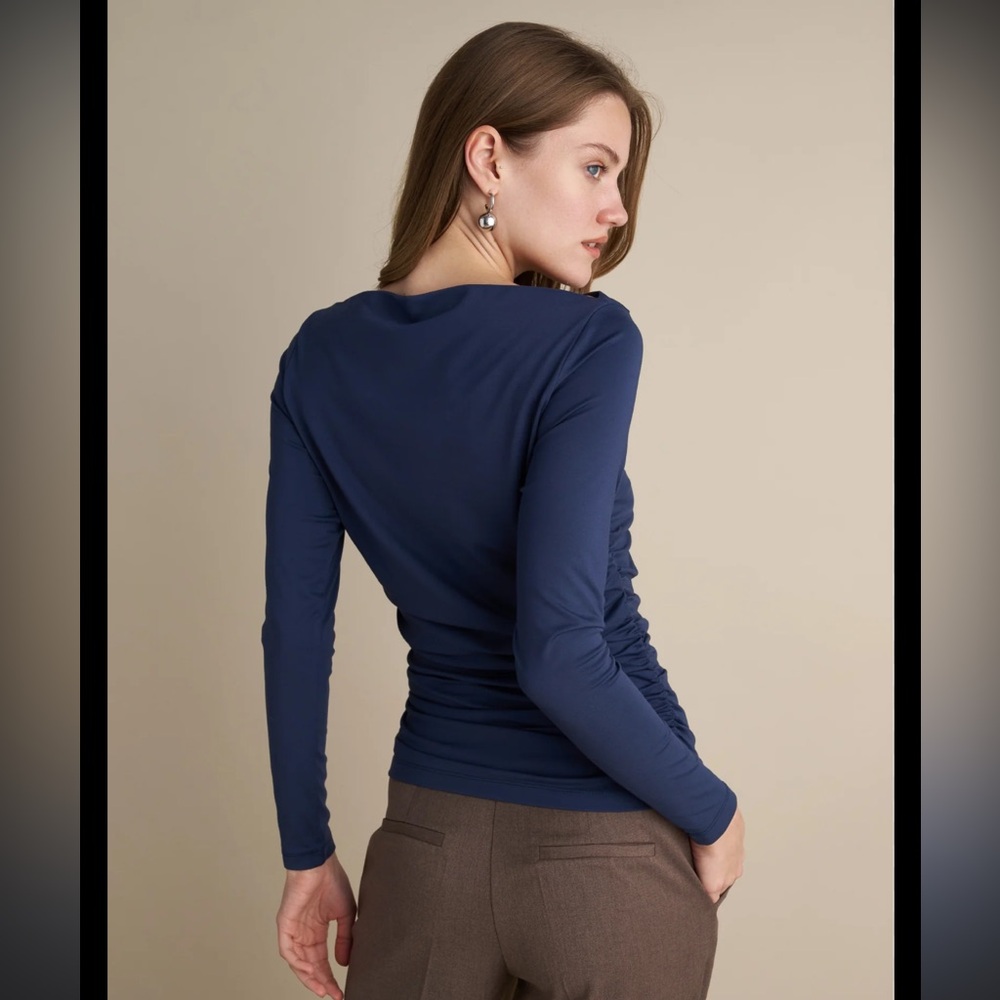 Free People Navy Long Sleeve Top - Picture 2 of 6